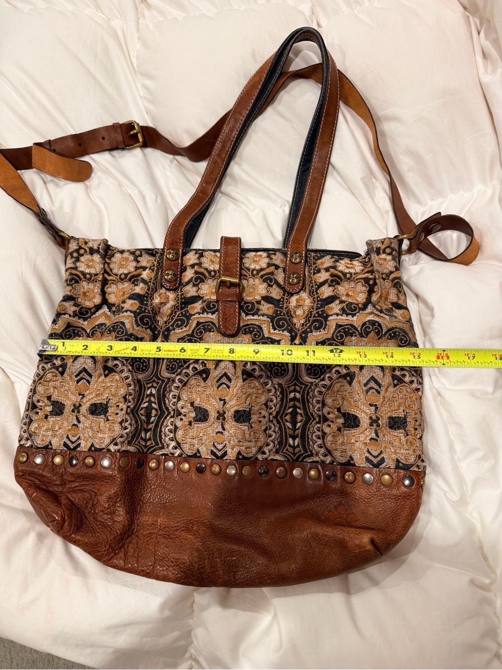 Patricia Nash Brown and Black Patterned Tote with Stud Accents - Picture 4 of 5